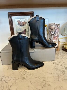 Everlane The Outlaw Boot Black Western Stacked Heel Size 5.5